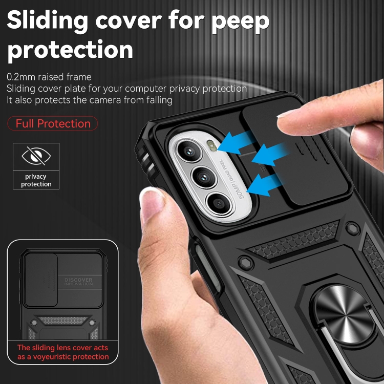  Motorola Moto G52/G82 Skal CamShield Ring Armor Svart