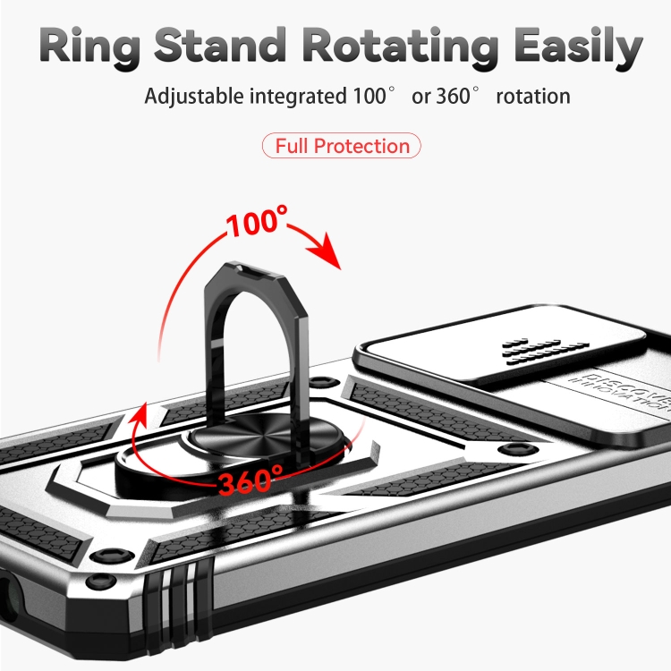  Motorola Moto G52/G82 Skal CamShield Ring Armor Silver