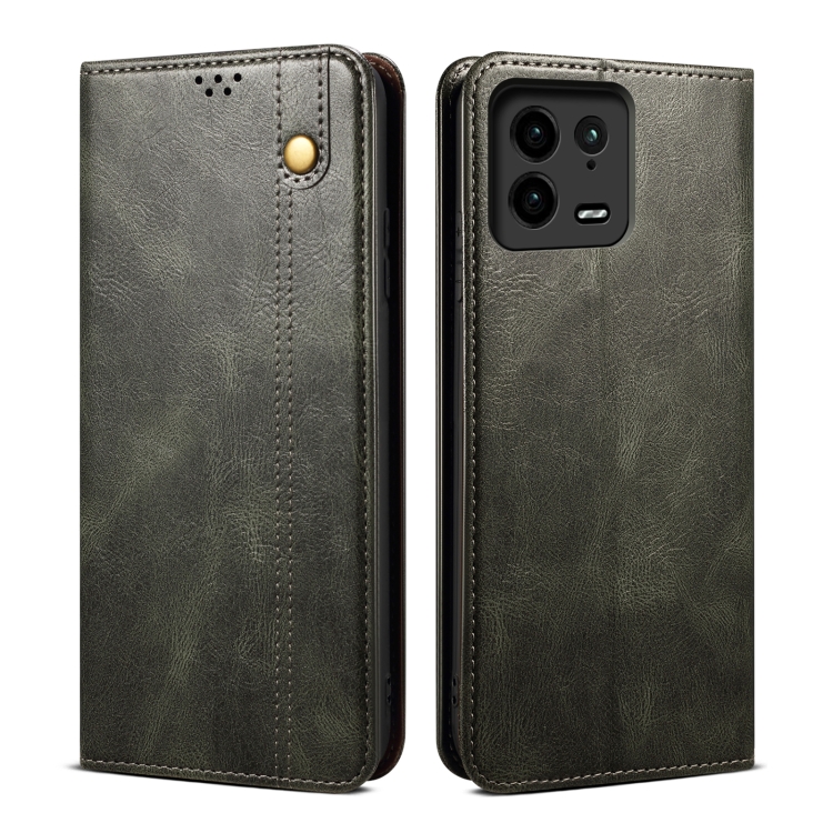  Xiaomi 13 Pro 5G Fodral Oil Wax Flip Läder Grön
