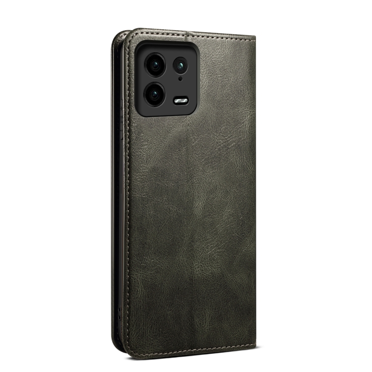  Xiaomi 13 Pro 5G Fodral Oil Wax Flip Läder Grön