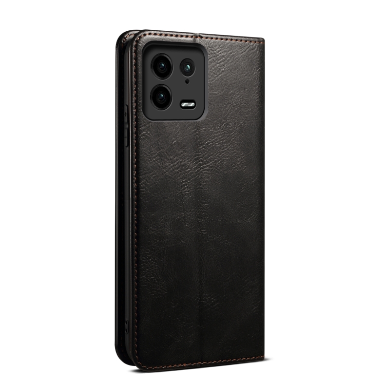  Xiaomi 13 Pro 5G Fodral Oil Wax Flip Läder Svart