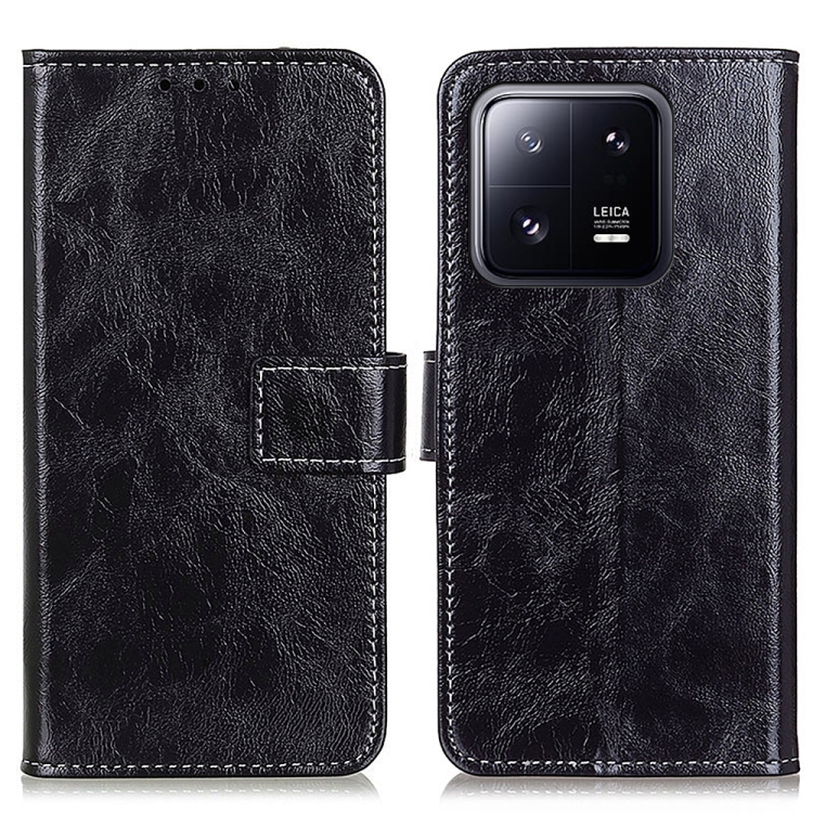  Xiaomi 13 Pro 5G Fodral Crazy Horse Retro Läder Svart