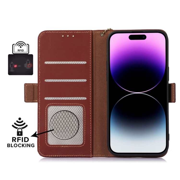  Xiaomi 13 Pro 5G Fodral RFID Äkta Läder Brun
