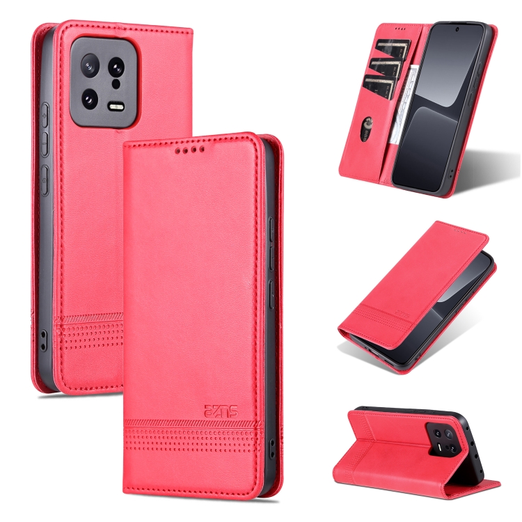 AZNS AZNS Xiaomi 13 5G Fodral Flip Läder Rosa/Röd