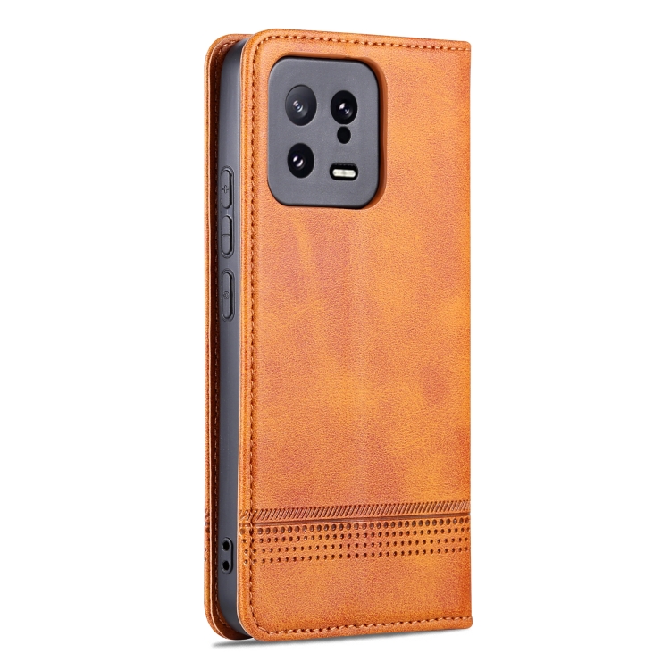 AZNS AZNS Xiaomi 13 5G Fodral Flip Läder Ljus Brun