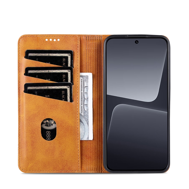 AZNS AZNS Xiaomi 13 5G Fodral Flip Läder Ljus Brun