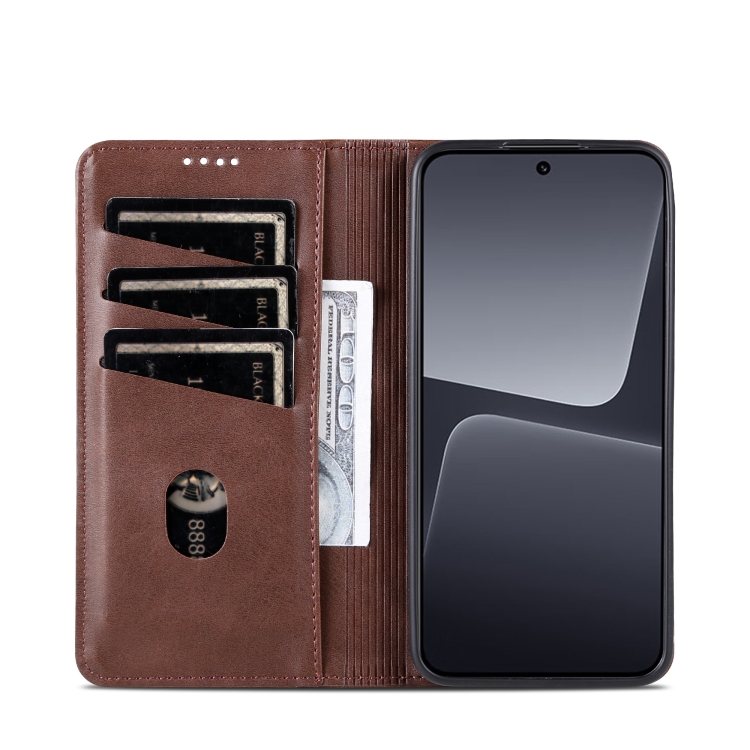 AZNS AZNS Xiaomi 13 5G Fodral Flip Läder Mörk Brun