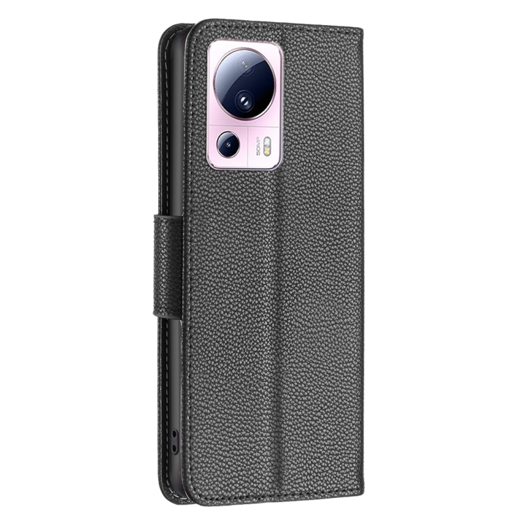  Xiaomi 13 Lite 5G Fodral Litchi Shark Läder Svart