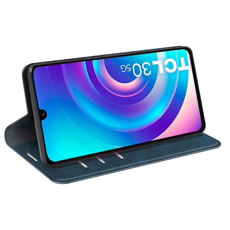  TCL 30+ (2022) Fodral Retro Flip Läder Blå