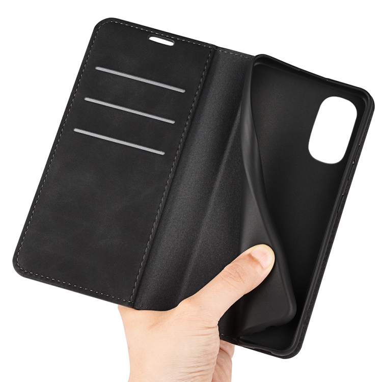  Motorola Moto G52/G82 Fodral Flip Retro Läder Svart