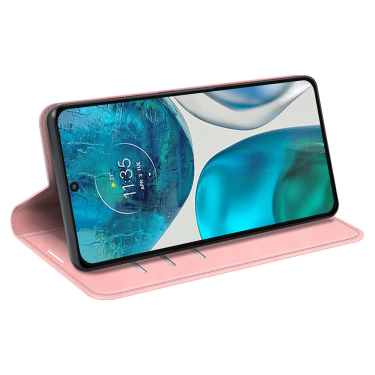  Motorola Moto G52/G82 Fodral Flip Retro Läder Rosa