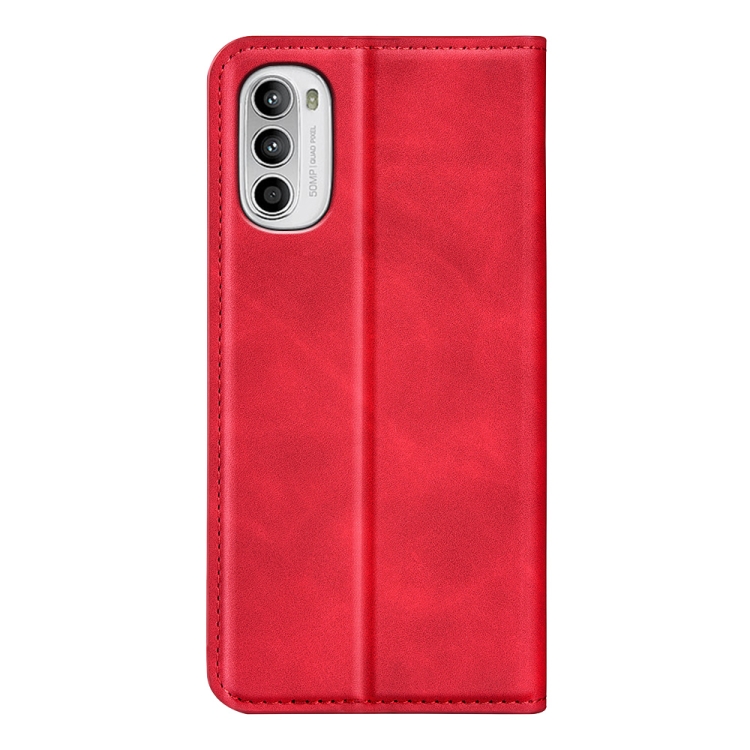  Motorola Moto G52/G82 Fodral Flip Retro Läder Röd