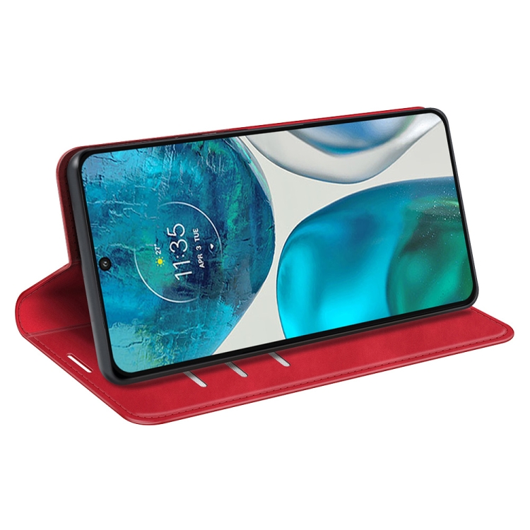  Motorola Moto G52/G82 Fodral Flip Retro Läder Röd