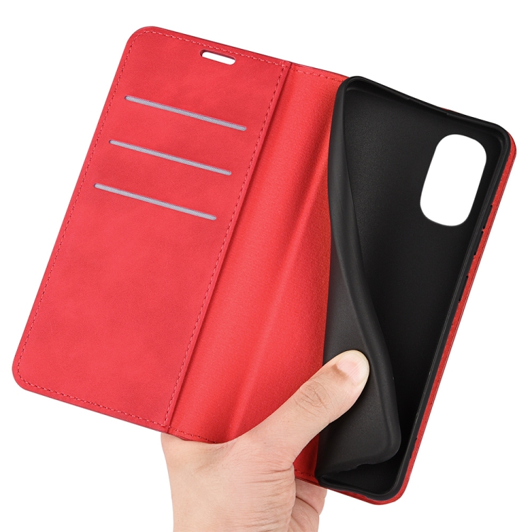  Motorola Moto G52/G82 Fodral Flip Retro Läder Röd