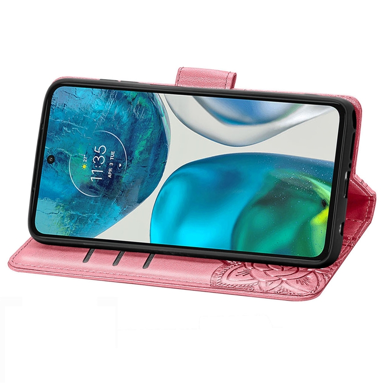  Motorola Moto G52/G82 Fodral Fjäril Tryck Rosa
