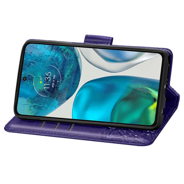  Motorola Moto G52/G82 Fodral Fjäril Tryck Mörk Lila