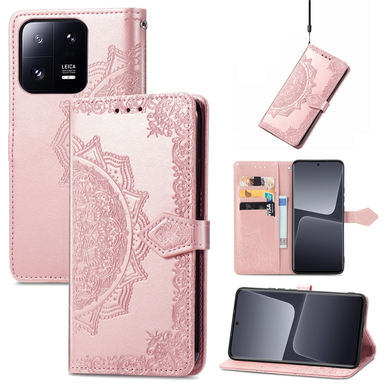  Xiaomi 13 Pro 5G Fodral Mandala Läder Roséguld
