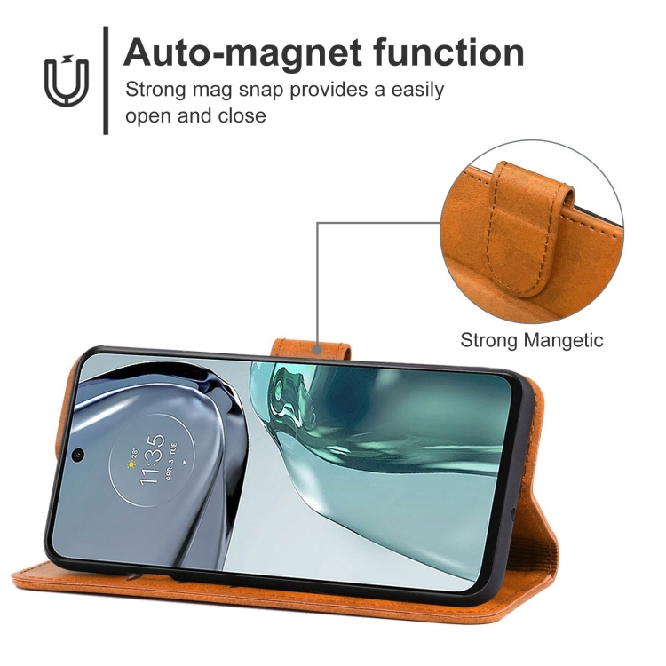  Motorola Moto G62 5G Fodral Solid Läder Brun