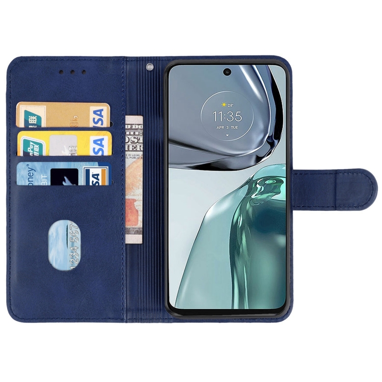  Motorola Moto G62 5G Fodral Solid Läder Blå