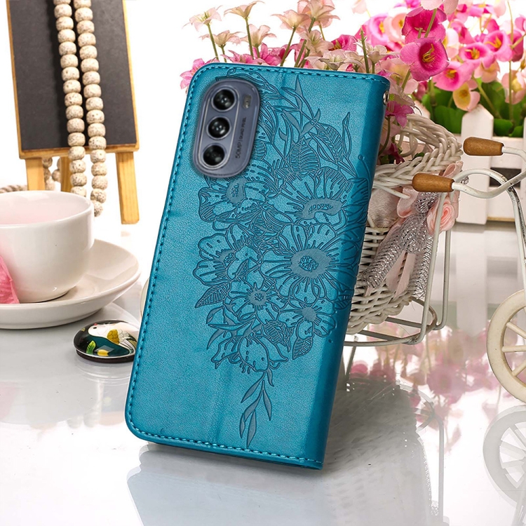  Motorola Moto G62 5G Fodral Med Fjäril Tryck Blå