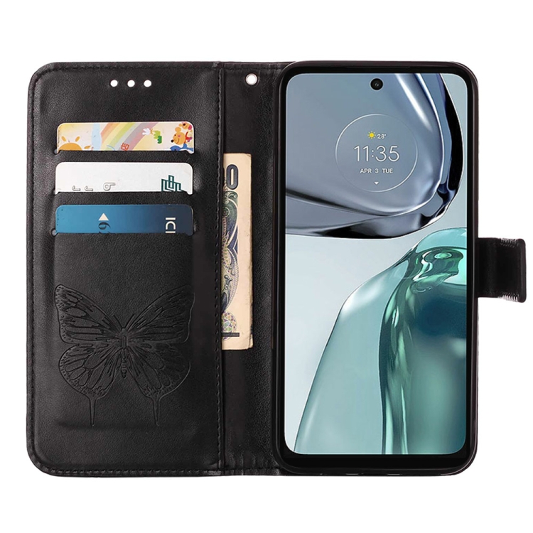  Motorola Moto G62 5G Fodral Med Fjäril Tryck Svart