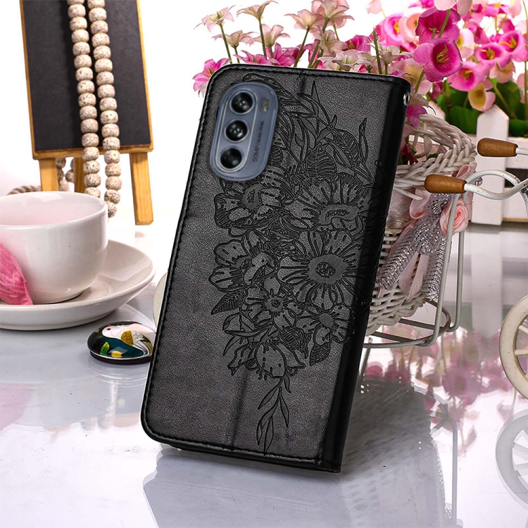  Motorola Moto G62 5G Fodral Med Fjäril Tryck Svart