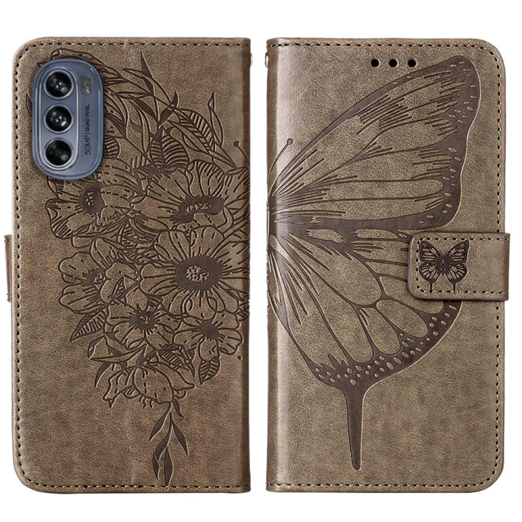  Motorola Moto G62 5G Fodral Med Fjäril Tryck Grå