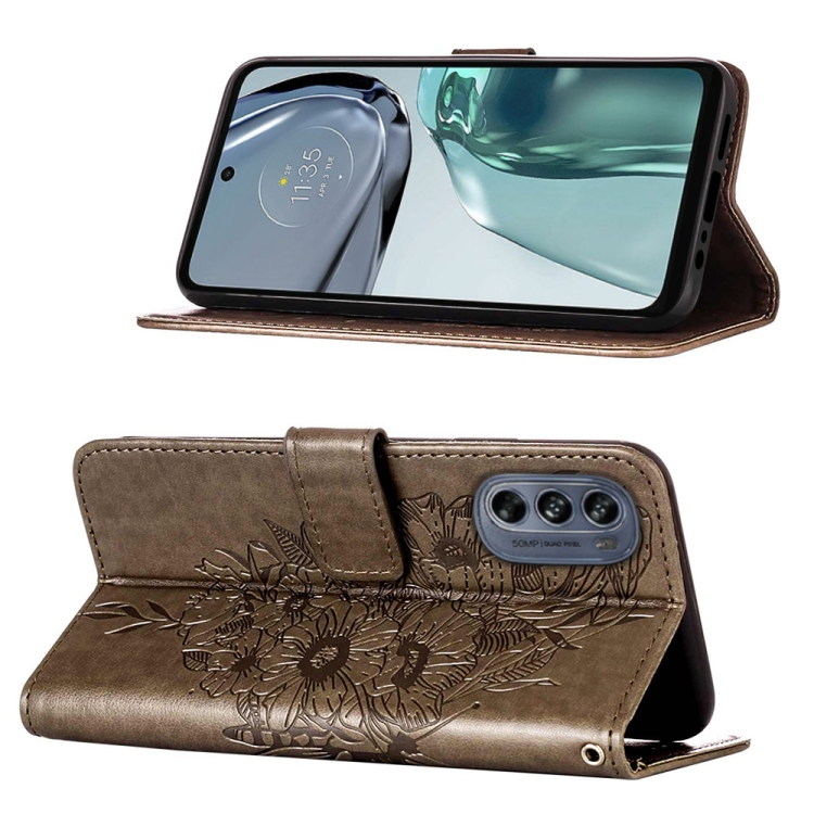  Motorola Moto G62 5G Fodral Med Fjäril Tryck Grå