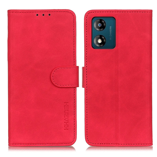 KHAZNEH KHAZENH Motorola Moto E13 Fodral Retro Läder Röd