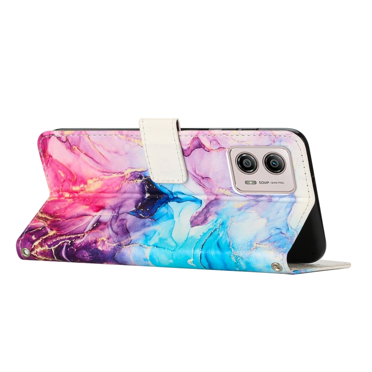  Motorola Moto G13 / G23 / G53 5G Fodral Marmor Textur Rosa/Lila