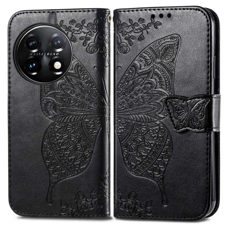  OnePlus 11 5G Fodral Butterfly Läder Svart