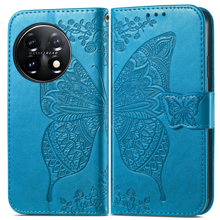  OnePlus 11 5G Fodral Butterfly Läder Blå