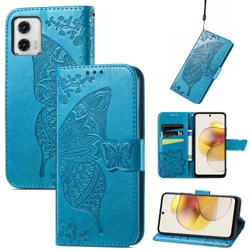  Motorola Moto G73 5G Fodral Butterfly Blå