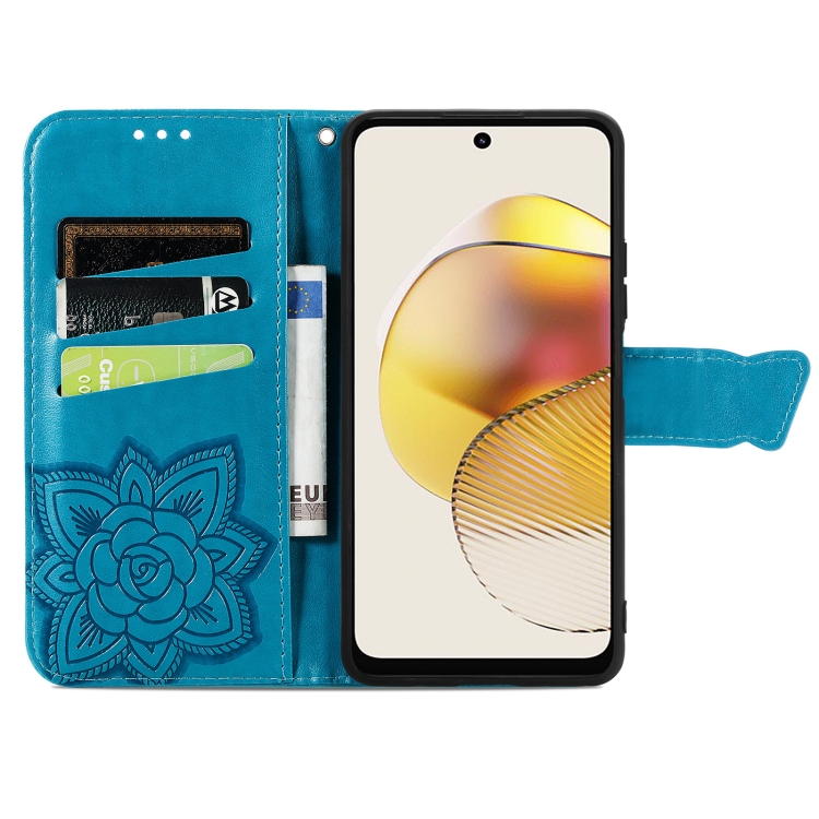  Motorola Moto G73 5G Fodral Butterfly Blå