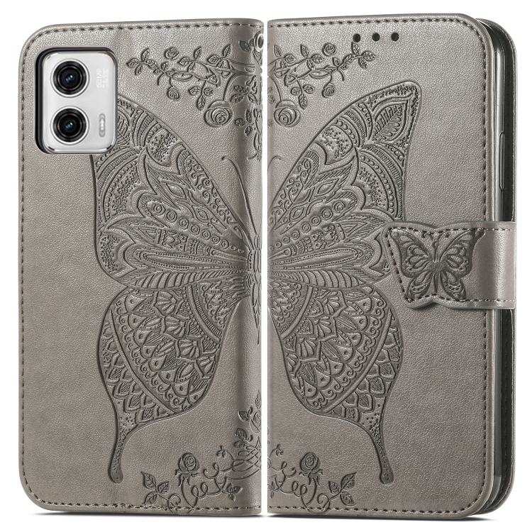  Motorola Moto G73 5G Fodral Butterfly Grå