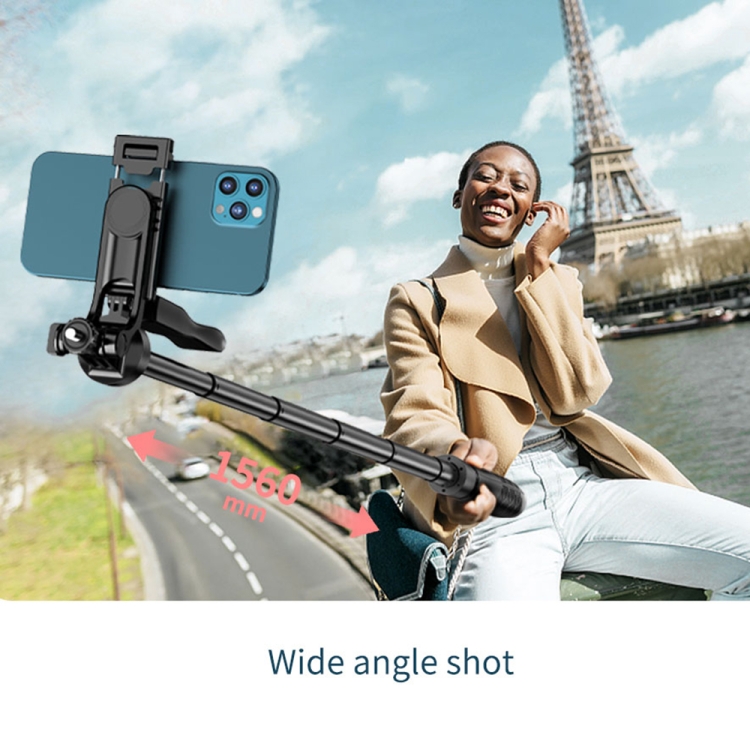  Selfie Stick Tripod 153 cm Bluetooth Svart