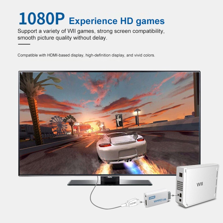  Wii till HDMI Adapter 1080p För Nintendo Wii Vit
