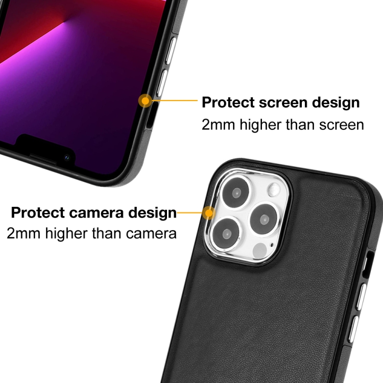  iPhone 15 Pro Max Skal Läder Belagt Svart