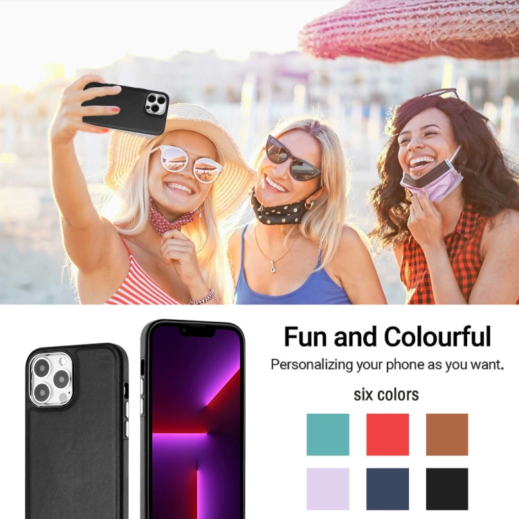  iPhone 15 Pro Max Skal Läder Belagt Svart