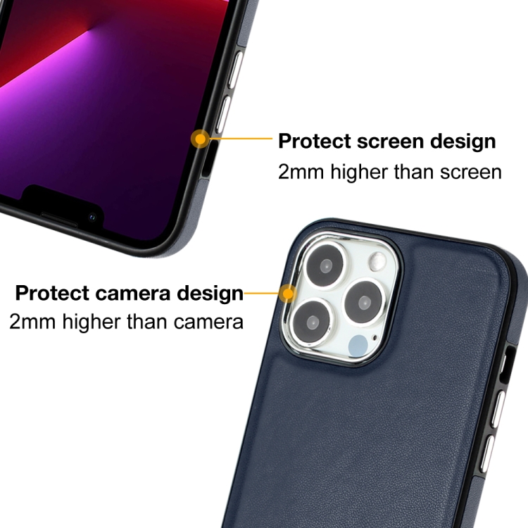  iPhone 15 Pro Max Skal Läder Belagt Blå