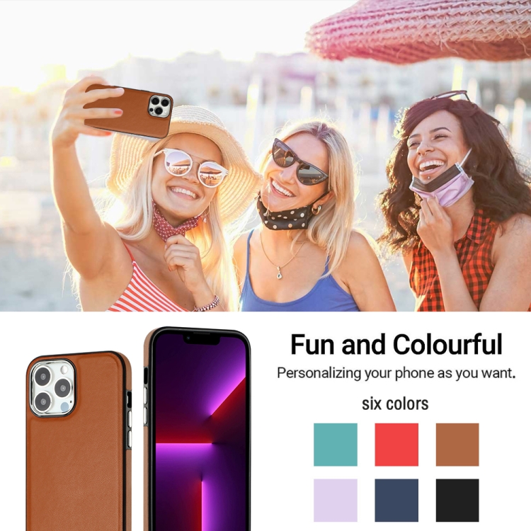  iPhone 15 Pro Max Skal Läder Belagt Brun