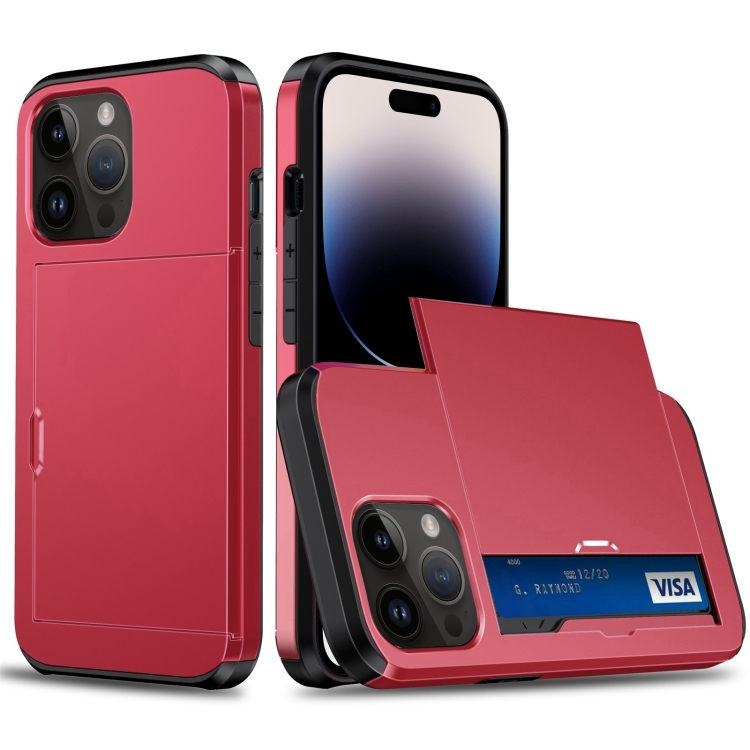  iPhone 15 Pro Max Skal Hybrid Kortfack Röd