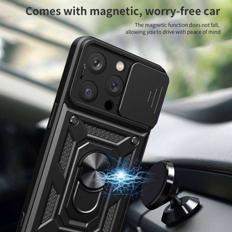  iPhone 15 Pro Max Skal CamShield Ring Hybrid Blå