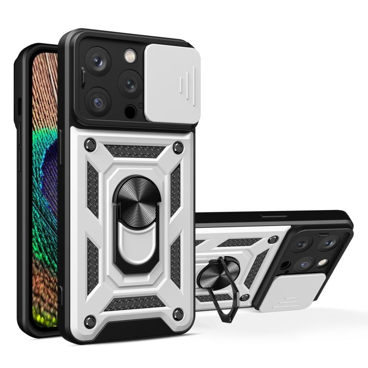  iPhone 15 Pro Max Skal CamShield Ring Hybrid Silver