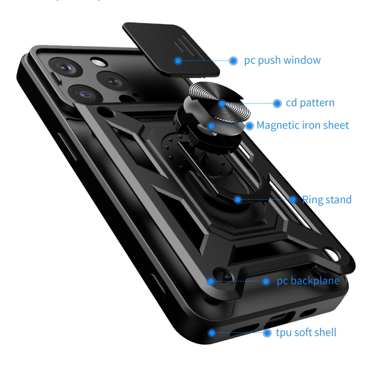  iPhone 15 Pro Max Skal CamShield Ring Hybrid Silver