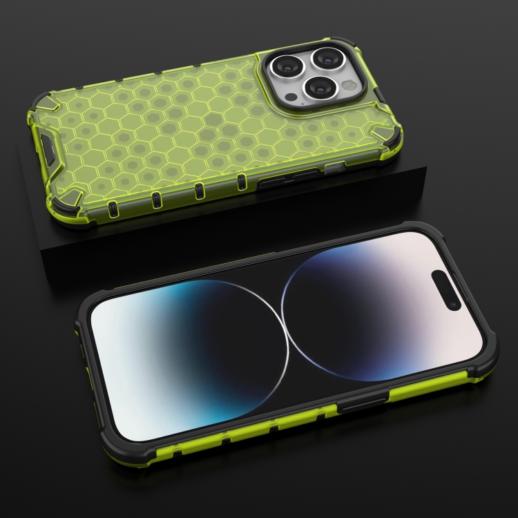  iPhone 15 Pro Max Skal Honeycomb Shockproof Grön