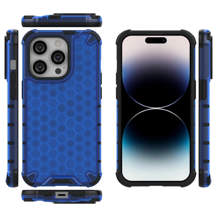  iPhone 15 Pro Max Skal Honeycomb Shockproof Blå