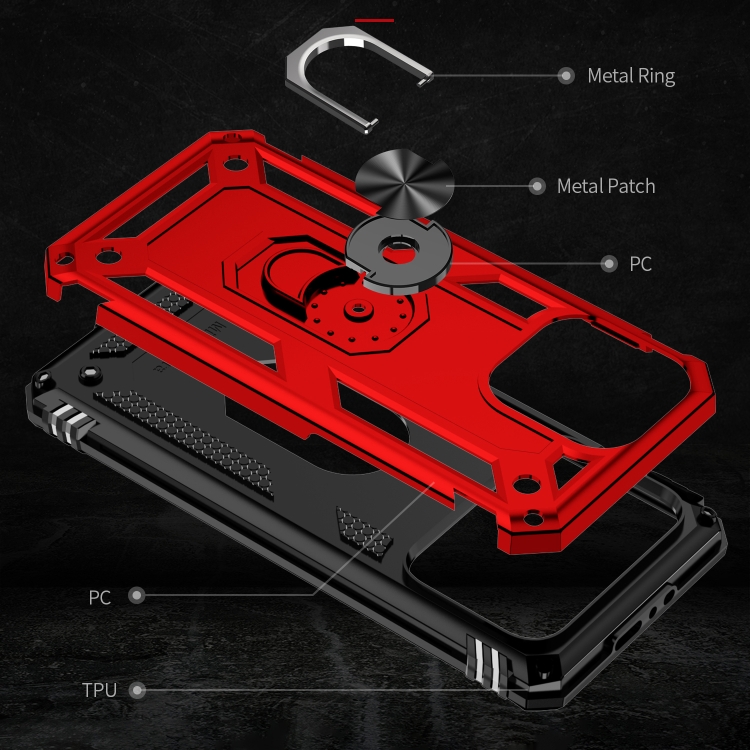  iPhone 15 Pro Max Skal Shockproof Armor Ring Röd