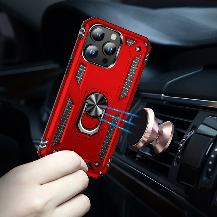  iPhone 15 Pro Max Skal Shockproof Armor Ring Röd