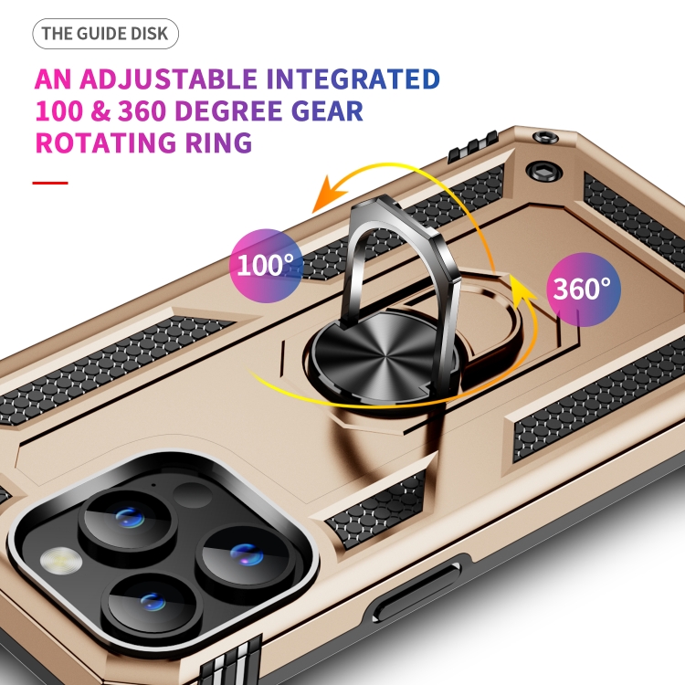  iPhone 15 Pro Max Skal Shockproof Armor Ring Guld